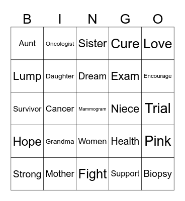 Pink Out Bingo Card