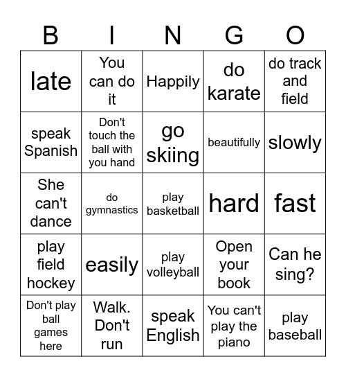 BINGO UNIT 7 Bingo Card