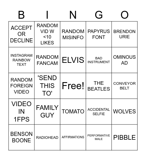 REELS BINGO Card