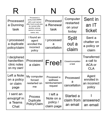 Customer Service Week Bingo Card