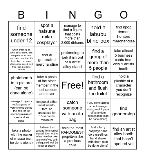 FNDM bingo card! Bingo Card