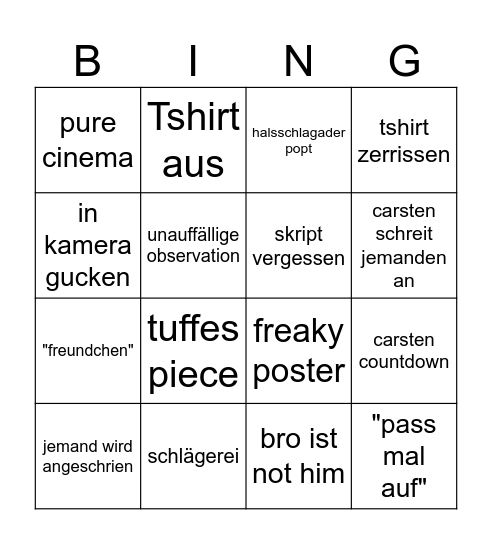 CARSTEN STAHL BINGO Card