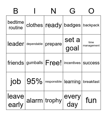 Attendance Bingo Card