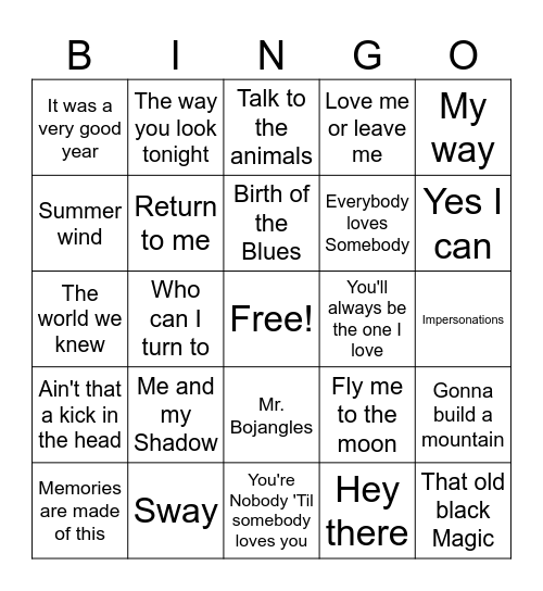 The Rat Pack Bingo Card