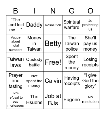 WILL SHE SAY THIS? Bingo Card