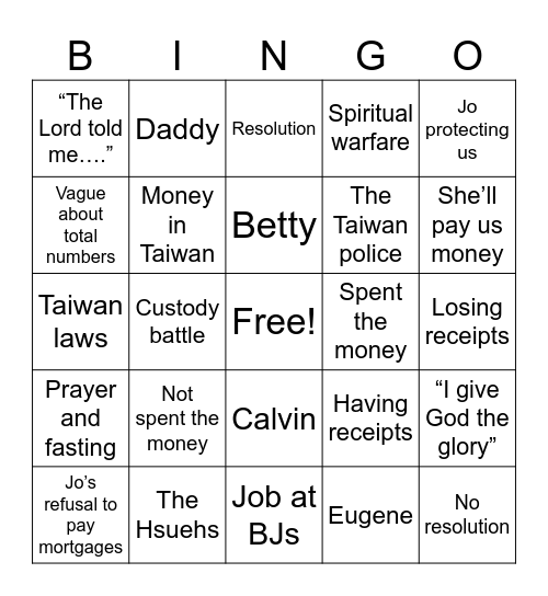 WILL SHE SAY THIS? Bingo Card