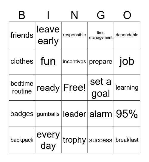 Attendance Bingo Card