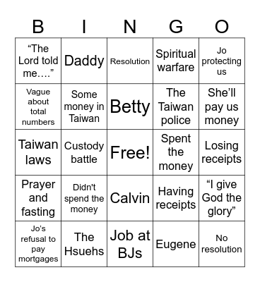 WILL SHE SAY THIS? Bingo Card