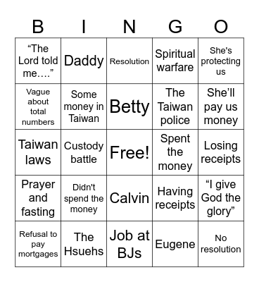 WILL SHE SAY THIS? Bingo Card