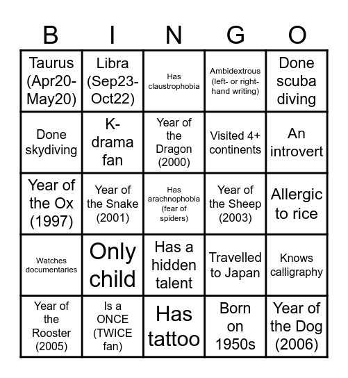 Retro, Roll Call, Bingo Card