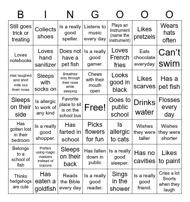 FAT Wednesday Bingo Card