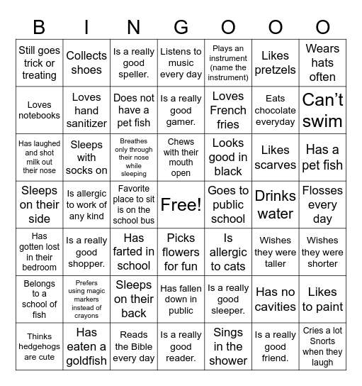 FAT Wednesday Bingo Card
