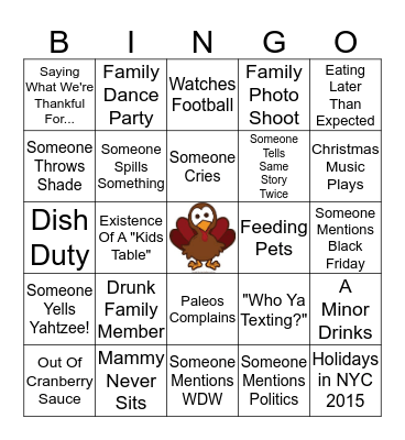 THANKSGIVING BINGO! Bingo Card