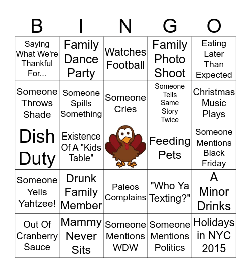 THANKSGIVING BINGO! Bingo Card