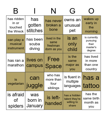 FIND SOMEONE WHO Bingo Card