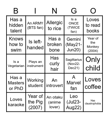 Retro, Roll Call, Bingo! Bingo Card