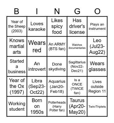 Retro, Roll Call, Bingo! Bingo Card