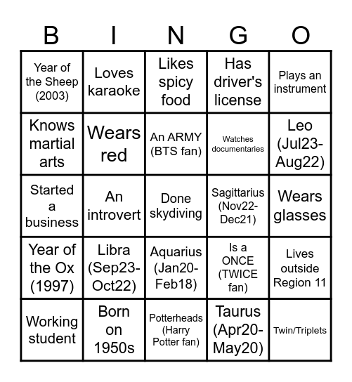 Retro, Roll Call, Bingo! Bingo Card