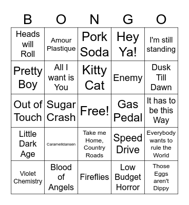 Music of Animatics Bingo Card