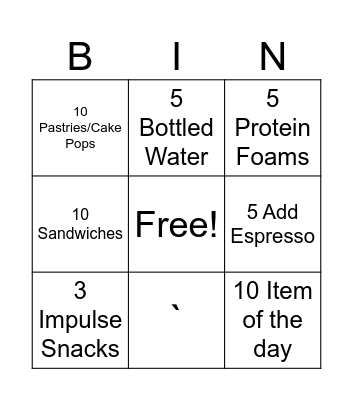 Epic Starbucks Upselling Bingo Card