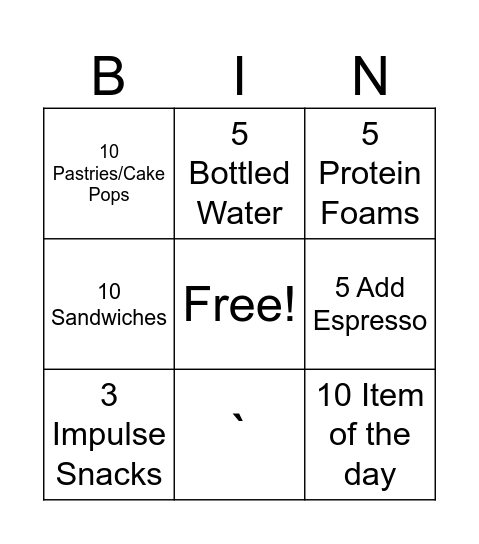 Epic Starbucks Upselling Bingo Card