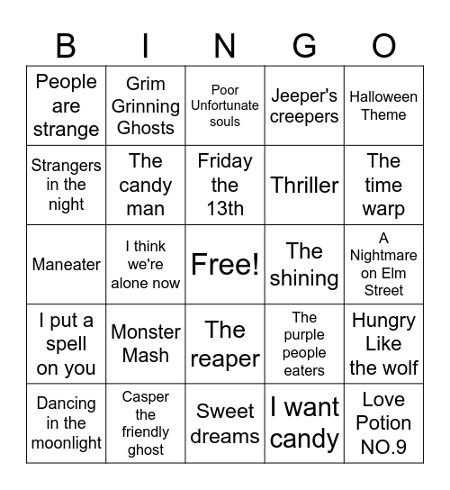 Halloween '25 Bingo Card