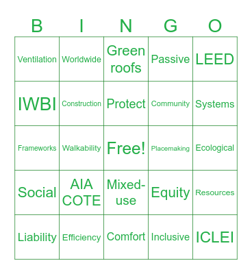 Sustainable and Environmental Design Bingo Card