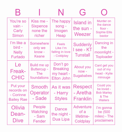 Music Bingo! Bingo Card