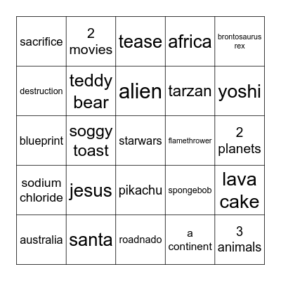 Infinite Craft Bingo Card