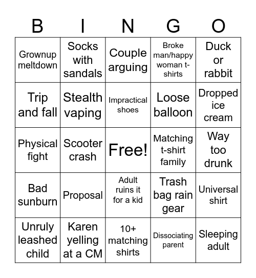 I Spy Walt Disney World Bingo Card