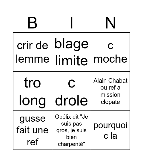 asterx et obélx Bingo Card