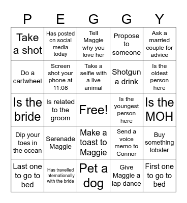 BACHELORETTE BINGO Card