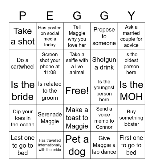 BACHELORETTE BINGO Card