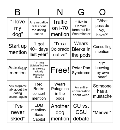 LIB Denver Sayings Bingo Card