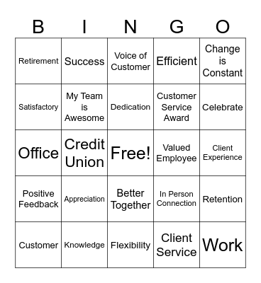 Customer Service Week Bingo Card