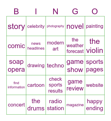 UNIT 1 - CULTURE Bingo Card