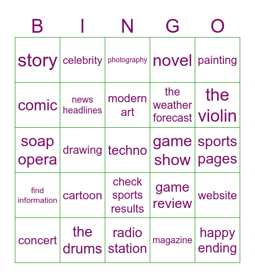 UNIT 1 - CULTURE Bingo Card
