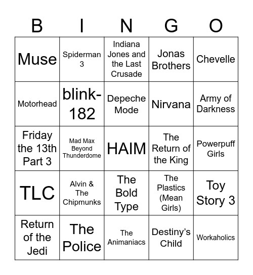 3rd in a Series & Trios Bingo Card