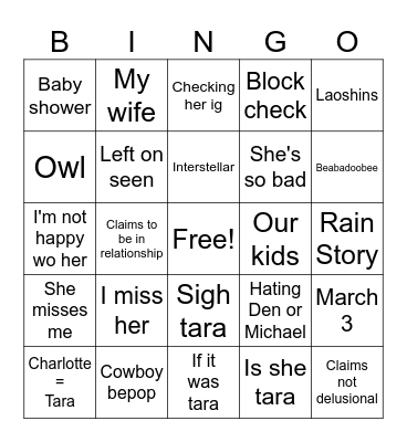 Tara Bingo Card