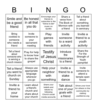Love, Share, and Invite Bingo Card