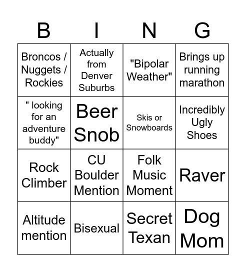 LIB: Denver Bingo Card