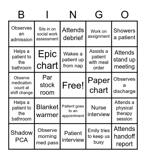 Charter House Bingo Card