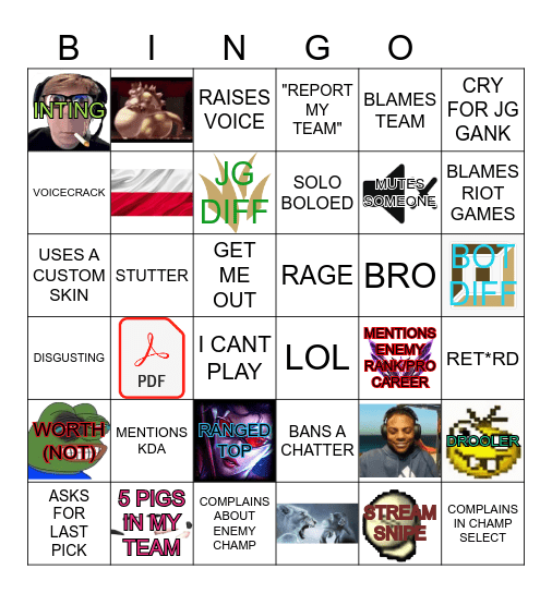Druttut Bingo Card