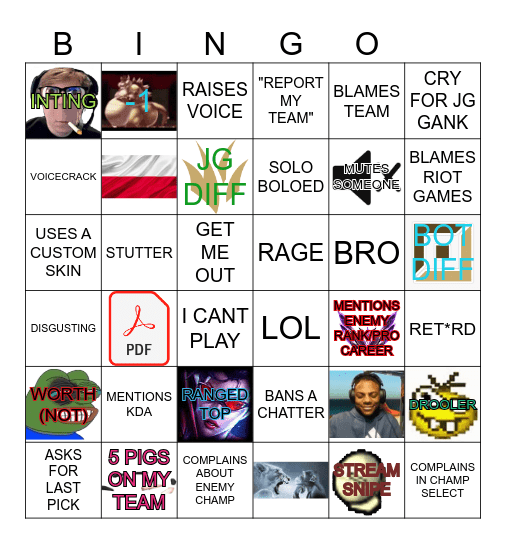 Drututt Bingo Card