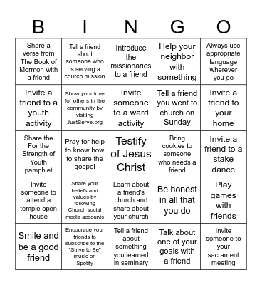 Love, Share, and Invite Bingo Card