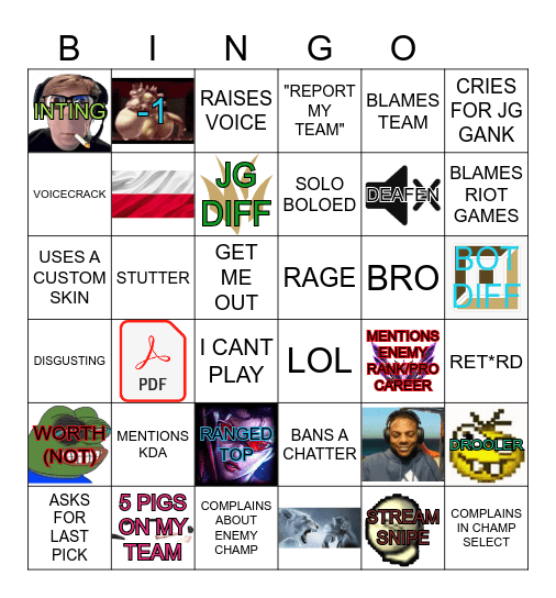 Drututt Bingo Card