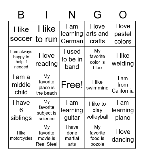Untitled Bingo Card