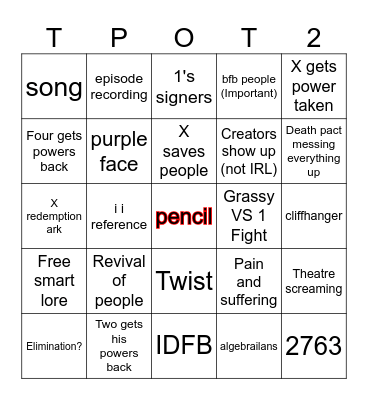 BFDI Bingo Card