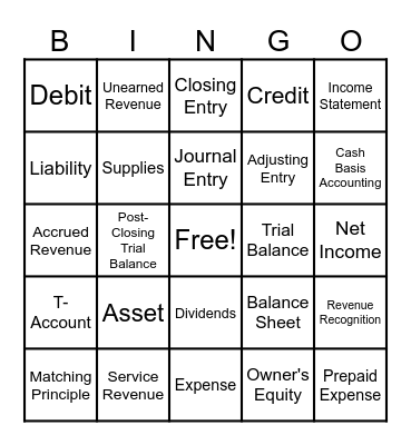 Accounting Bingo Card
