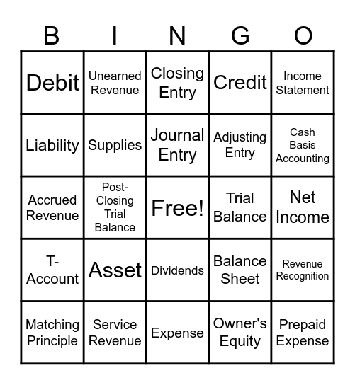 Accounting Bingo Card